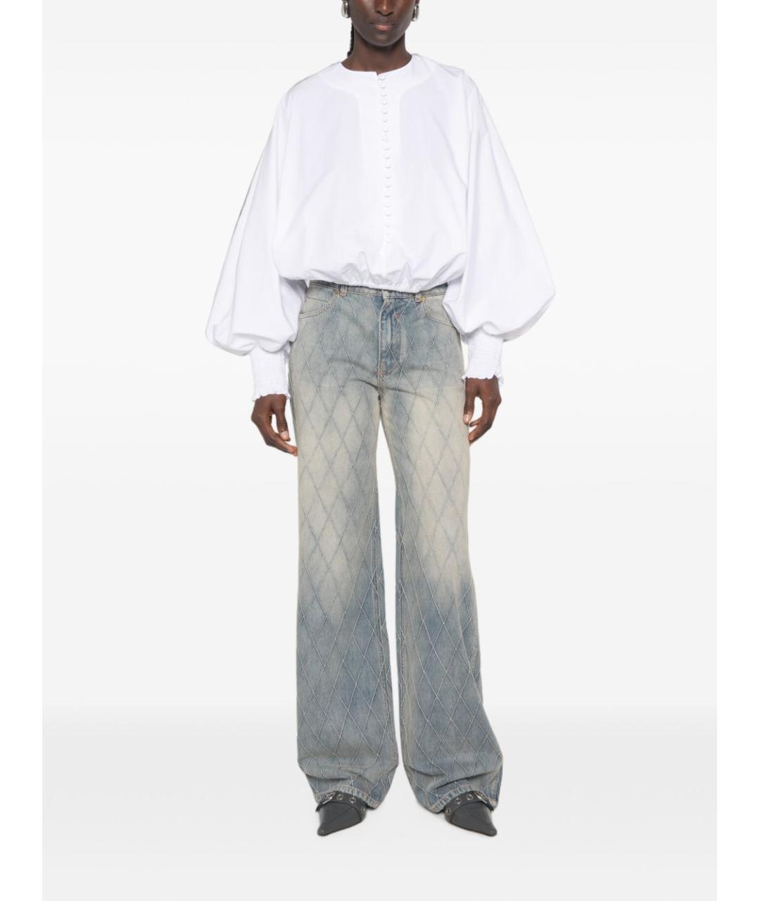 BALMAIN Голубые хлопковые прямые джинсы, фото 3