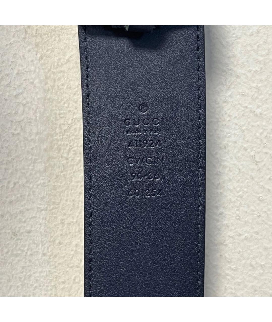 GUCCI Темно-синий кожаный ремень, фото 5