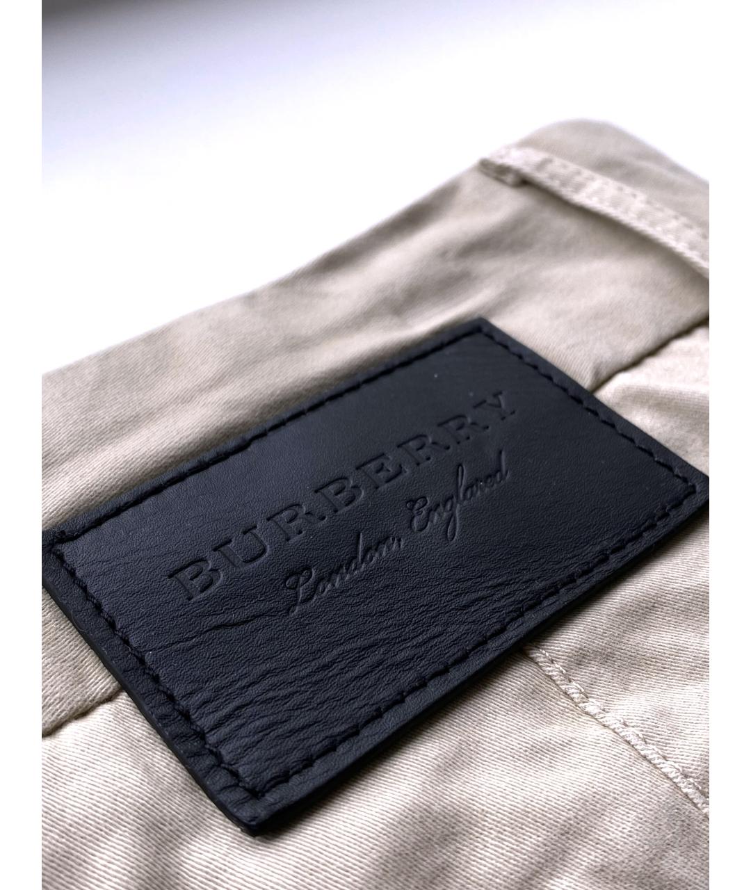 BURBERRY Бежевые хлопковые брюки чинос, фото 6