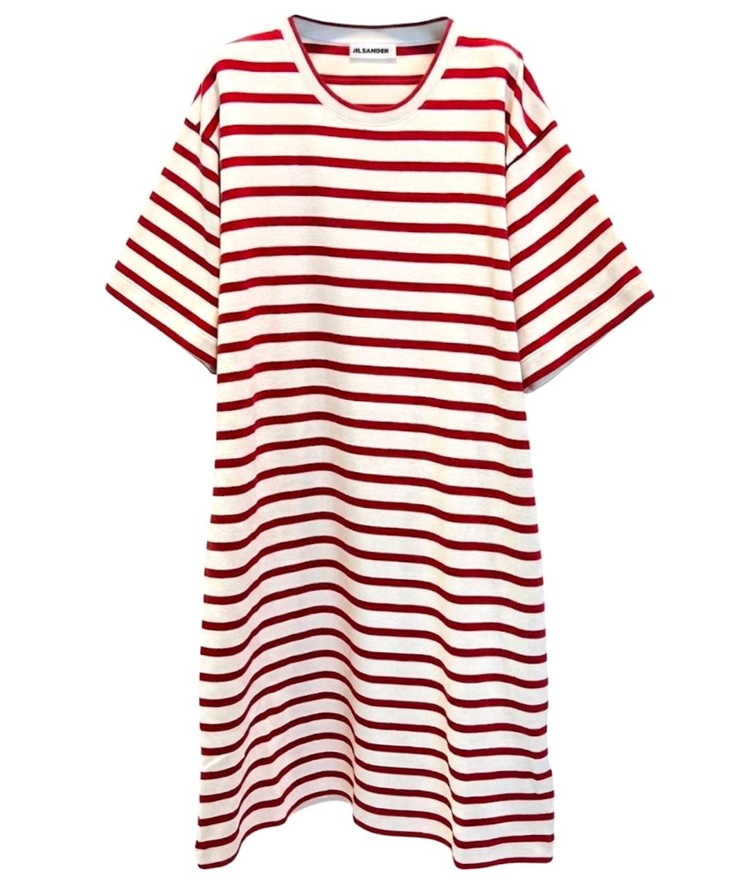 JIL SANDER Красное хлопковое повседневное платье, фото 1