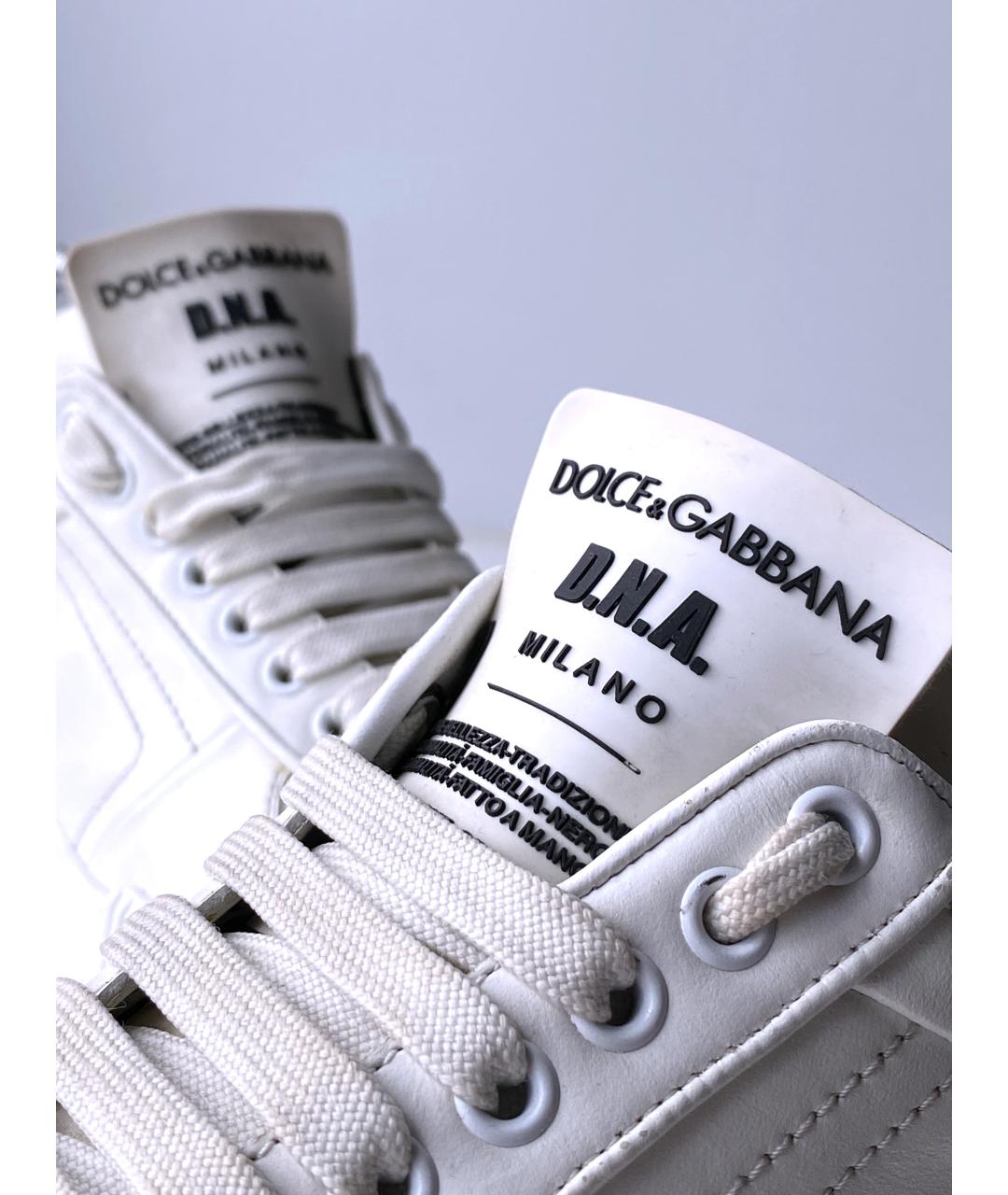DOLCE&GABBANA Белые кожаные кеды, фото 8