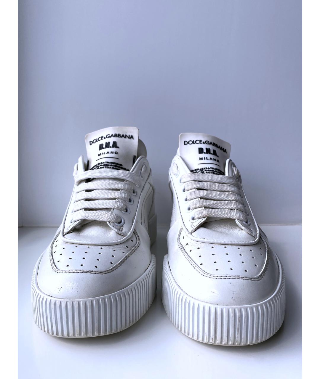 DOLCE&GABBANA Белые кожаные кеды, фото 7