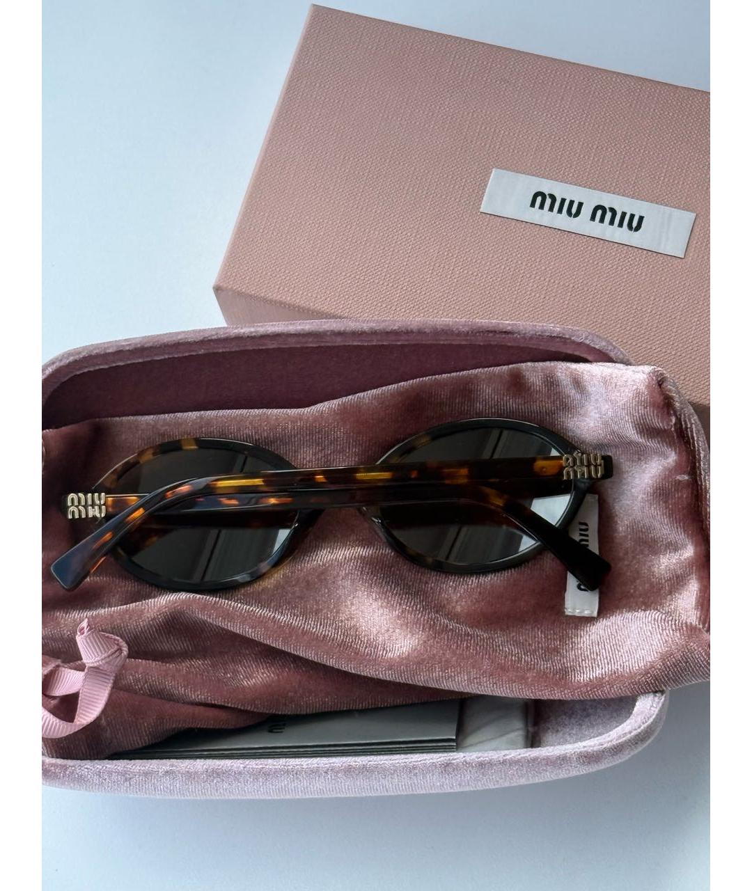 MIU MIU Коричневые пластиковые солнцезащитные очки, фото 8