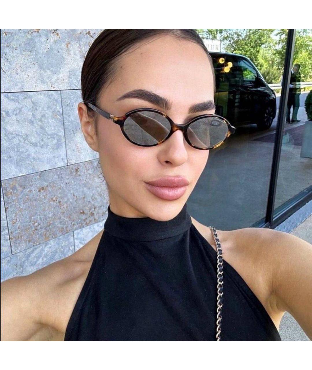 MIU MIU Коричневые пластиковые солнцезащитные очки, фото 4