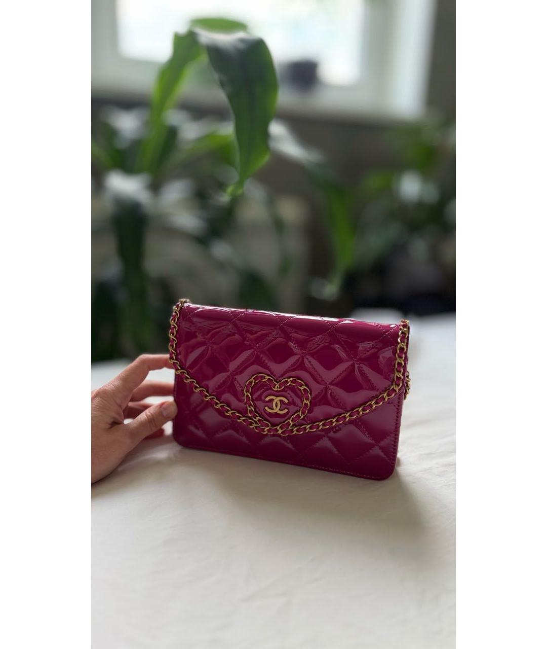 CHANEL Фуксия сумка через плечо из лакированной кожи, фото 6