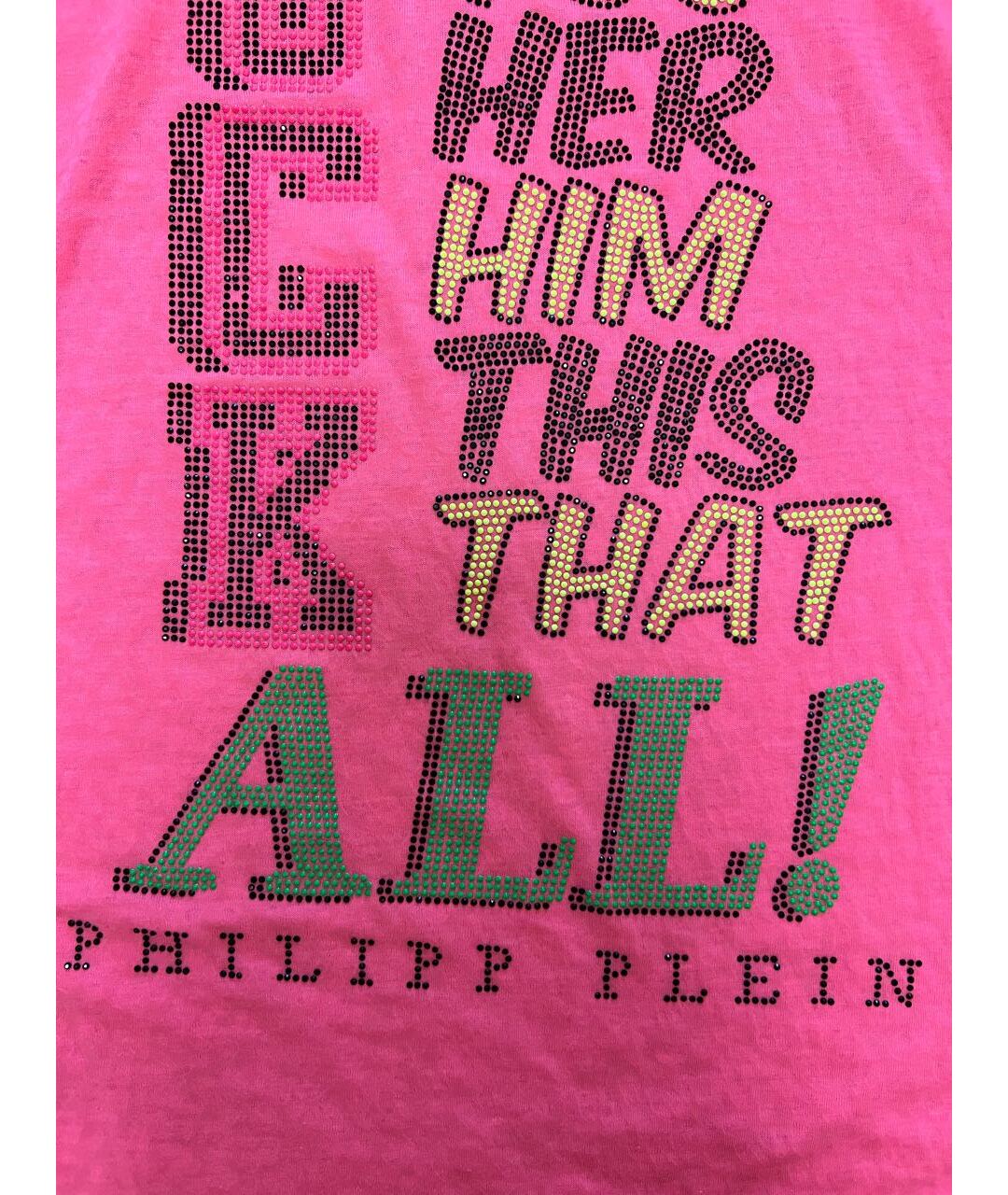 PHILIPP PLEIN Розовая хлопко-эластановая футболка, фото 3