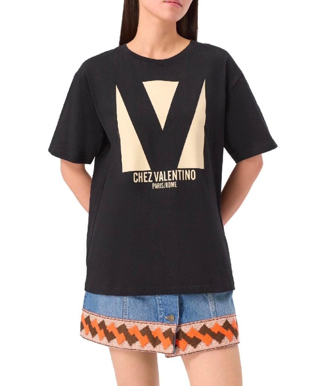 VALENTINO Черная хлопковая футболка, фото 5