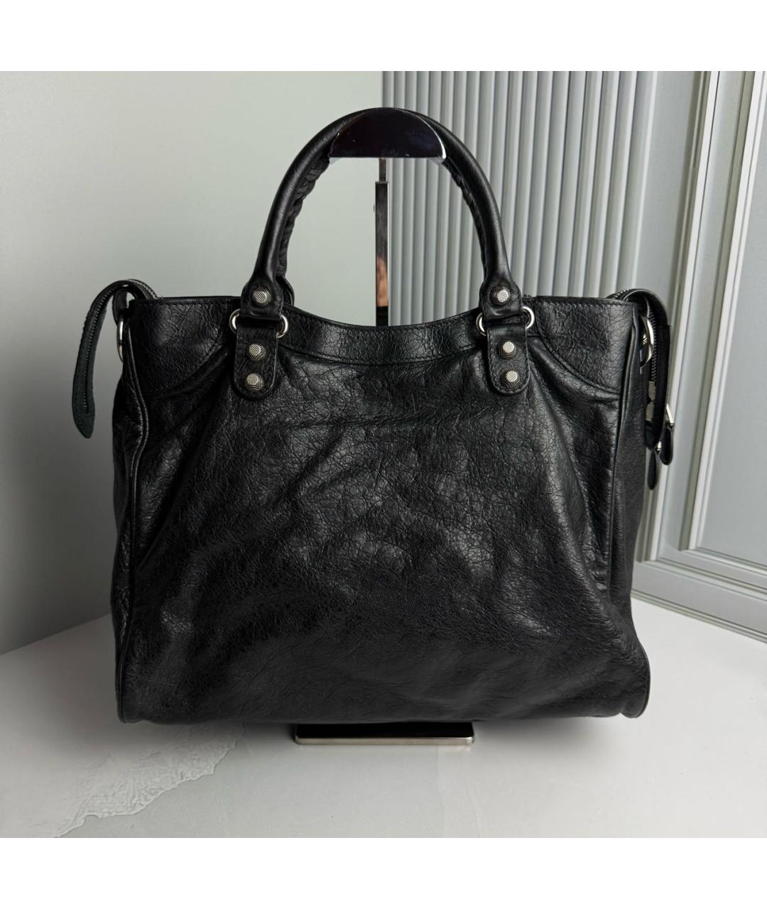 BALENCIAGA Черная кожаная сумка с короткими ручками, фото 4