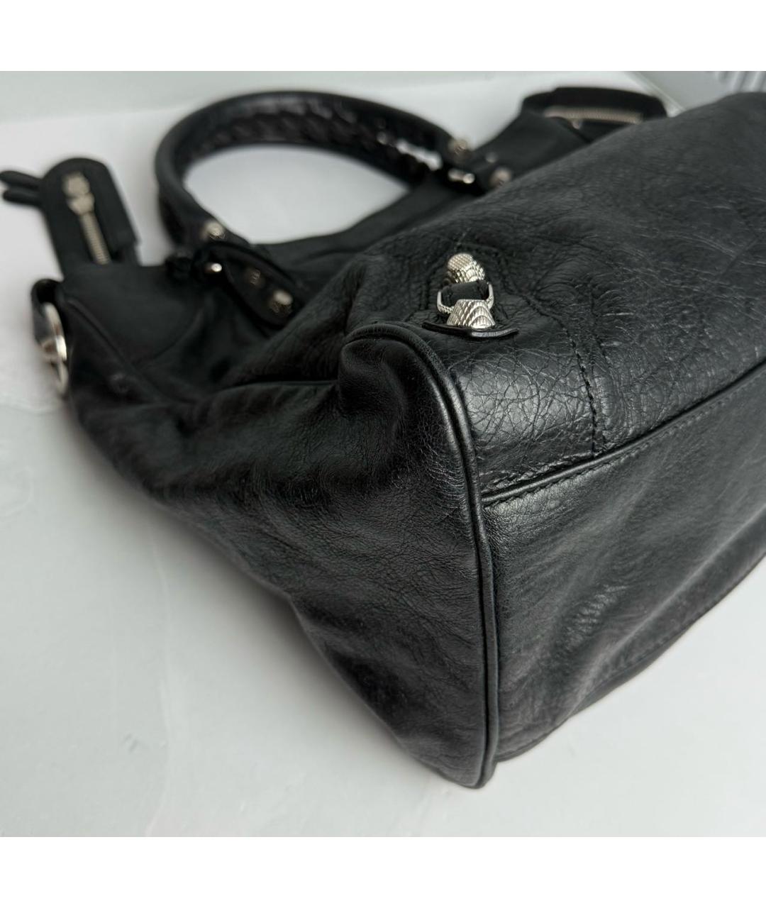 BALENCIAGA Черная кожаная сумка с короткими ручками, фото 7