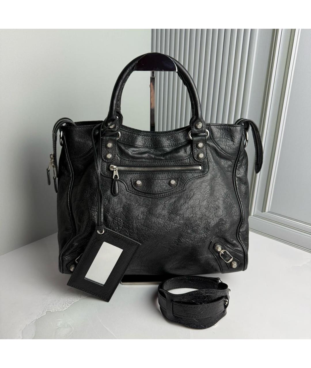 BALENCIAGA Черная кожаная сумка с короткими ручками, фото 9