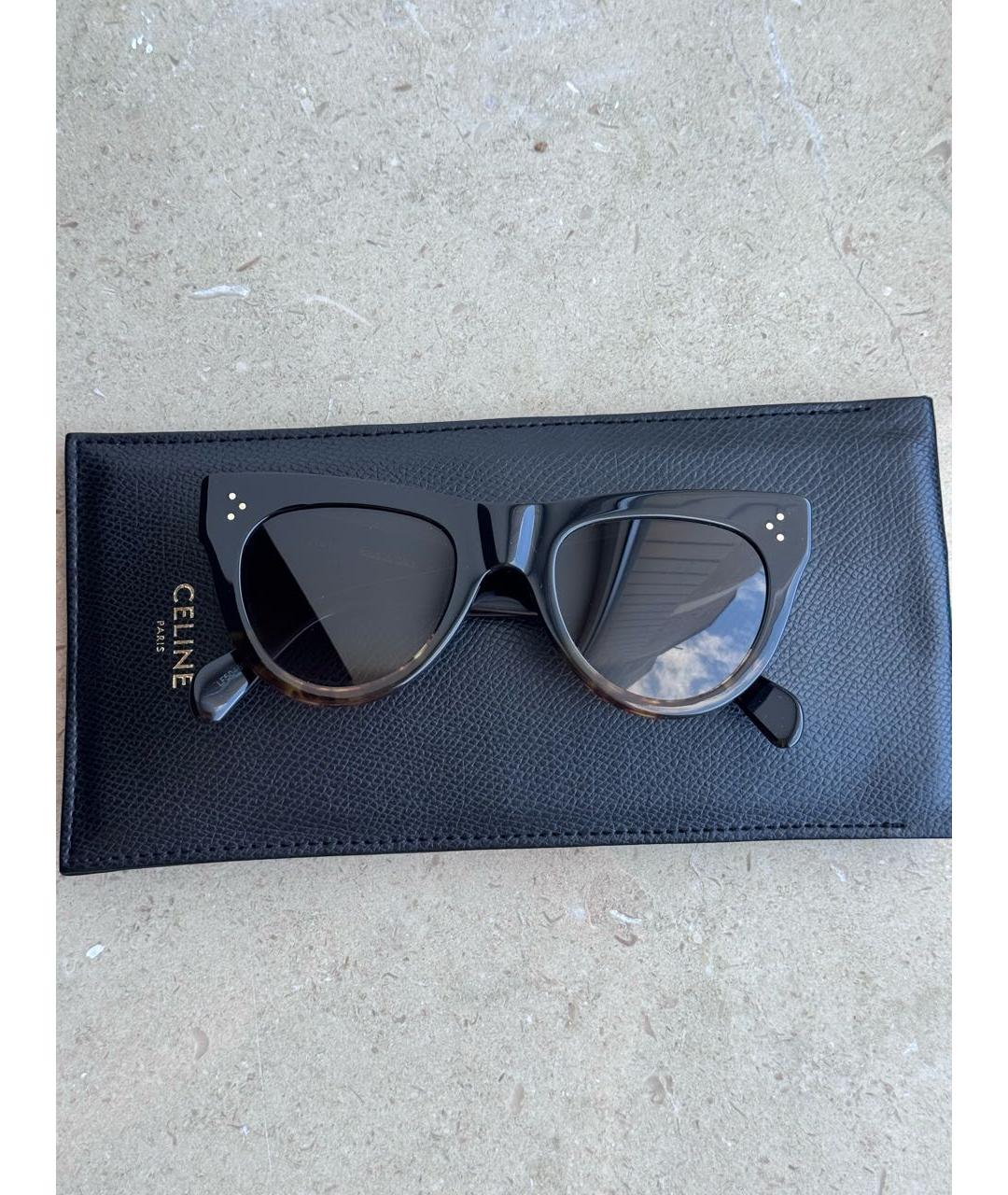 CELINE Коричневые пластиковые солнцезащитные очки, фото 4
