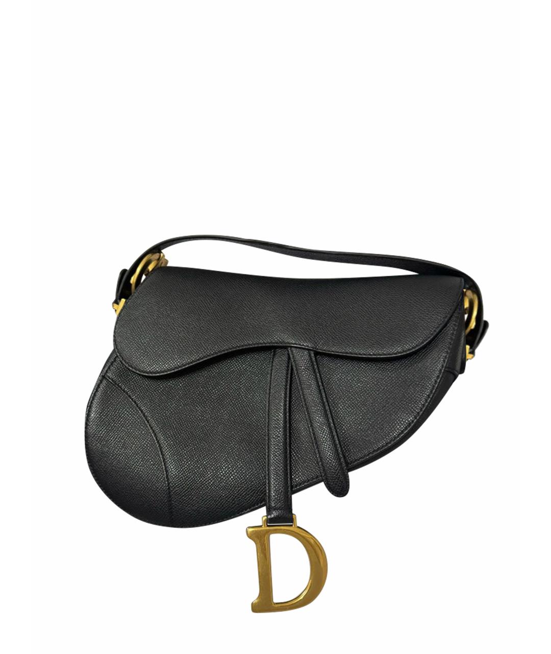 CHRISTIAN DIOR Черная кожаная сумка с короткими ручками, фото 1