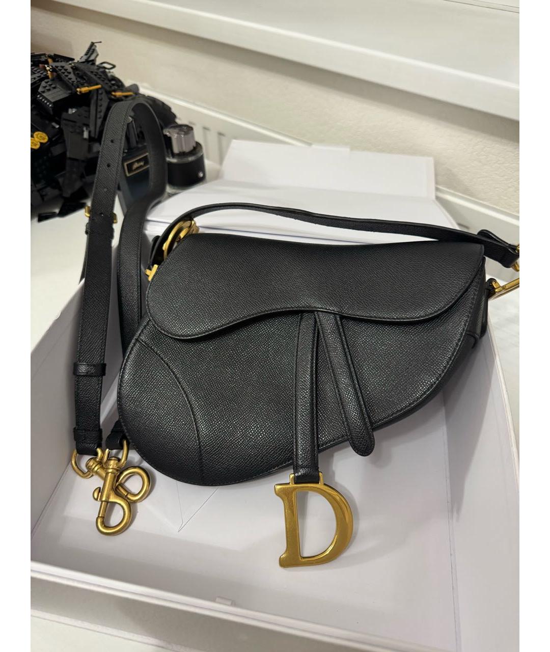 CHRISTIAN DIOR Черная кожаная сумка с короткими ручками, фото 6