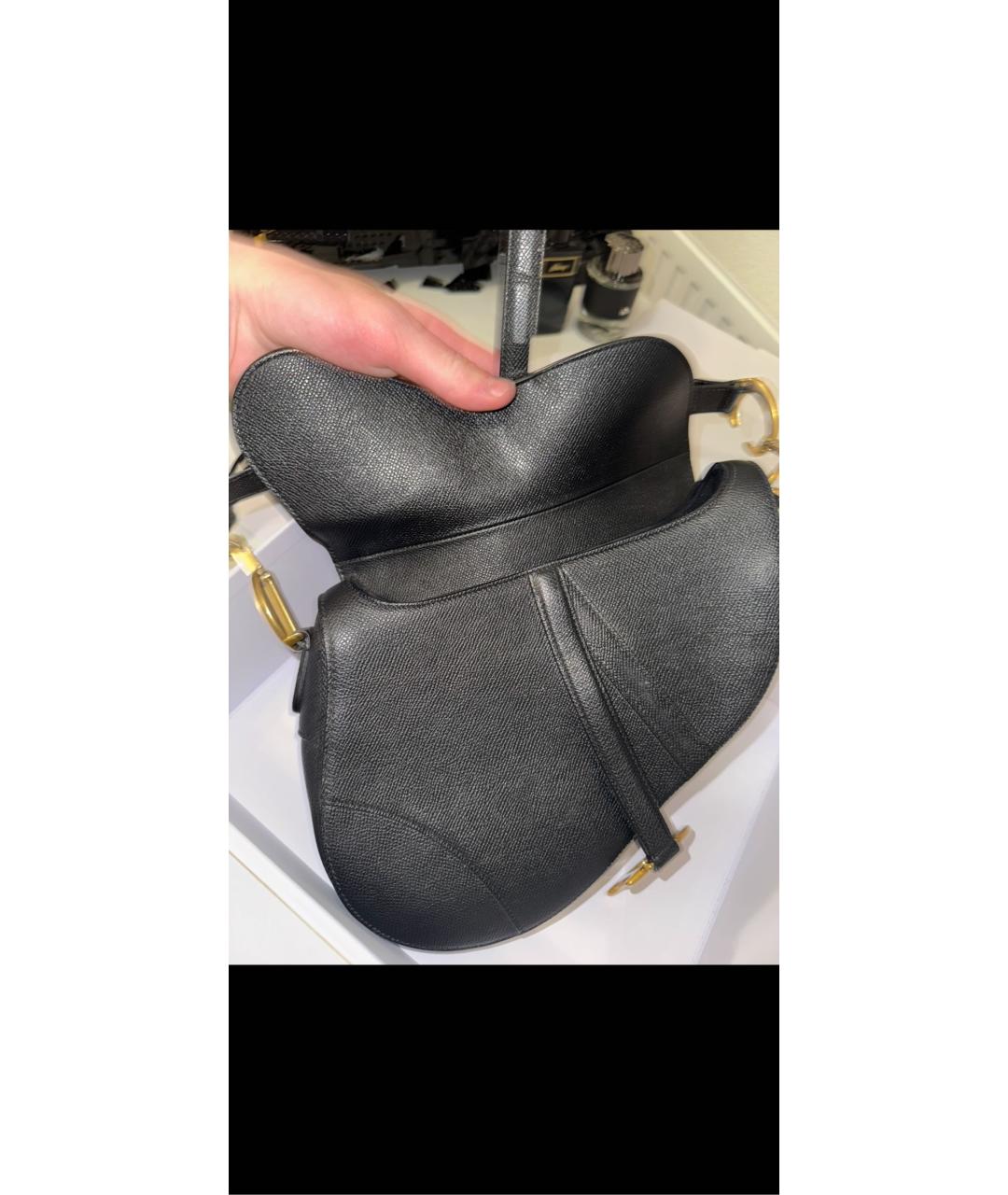 CHRISTIAN DIOR Черная кожаная сумка с короткими ручками, фото 2