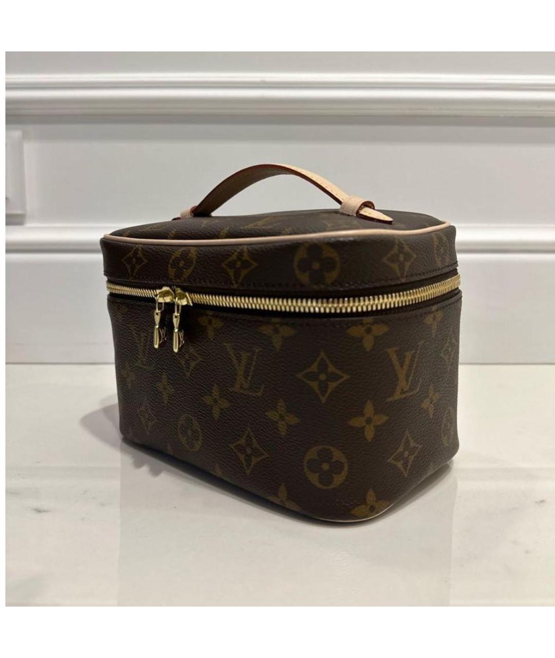 LOUIS VUITTON Коричневая кожаная косметичка, фото 2