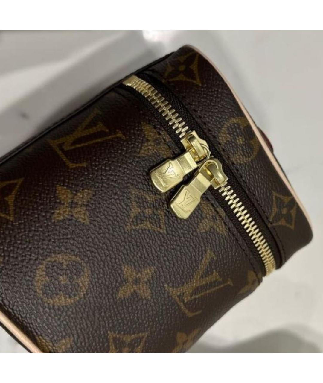 LOUIS VUITTON Коричневая кожаная косметичка, фото 7