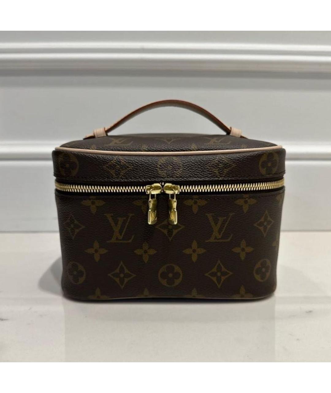 LOUIS VUITTON Коричневая кожаная косметичка, фото 8