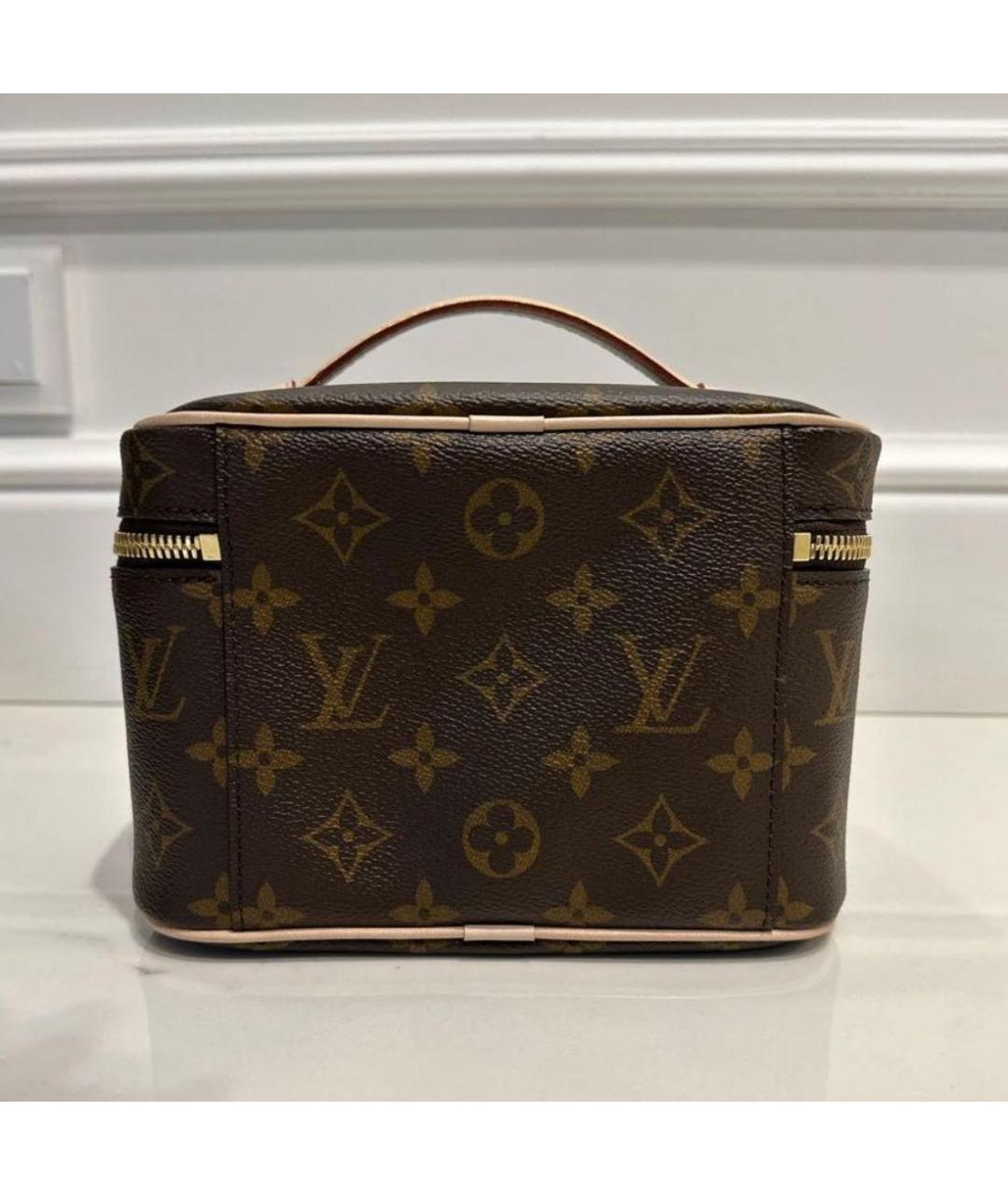 LOUIS VUITTON Коричневая кожаная косметичка, фото 3