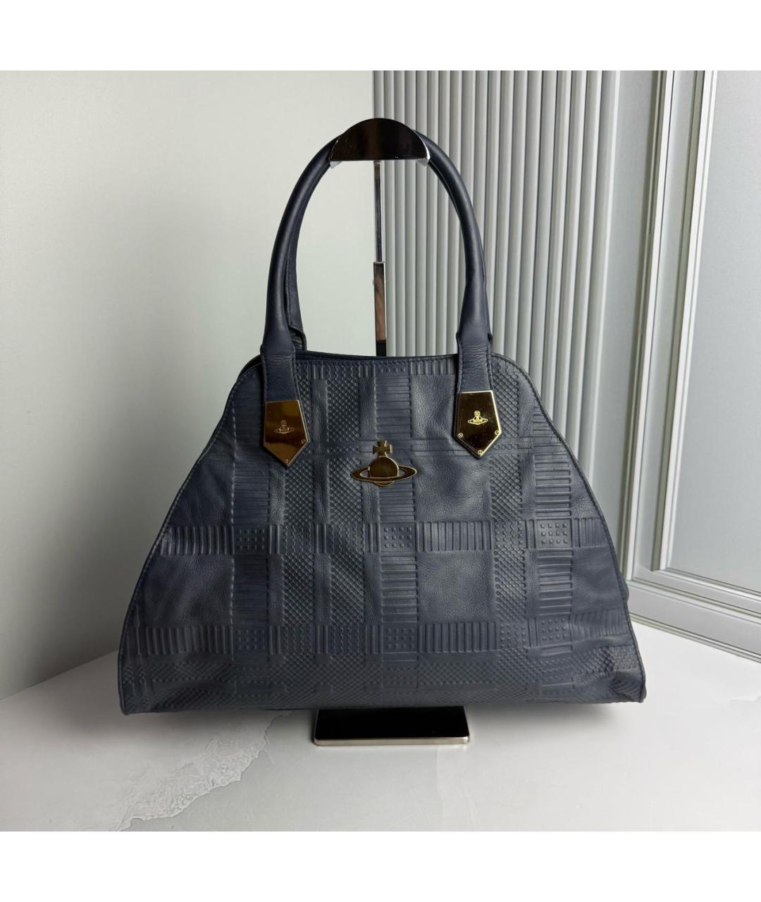 VIVIENNE WESTWOOD Темно-синяя сумка с короткими ручками, фото 7