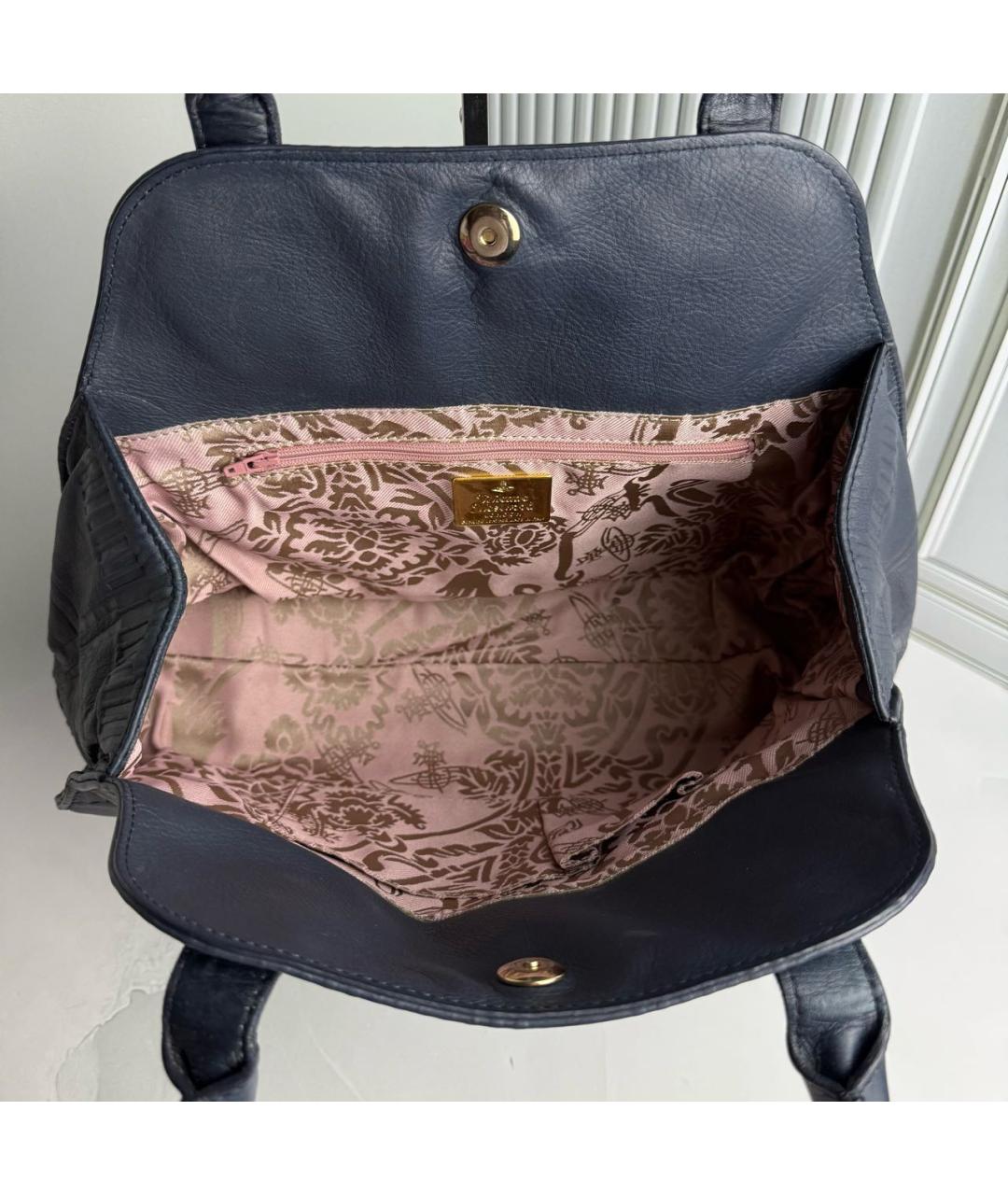 VIVIENNE WESTWOOD Темно-синяя сумка с короткими ручками, фото 4