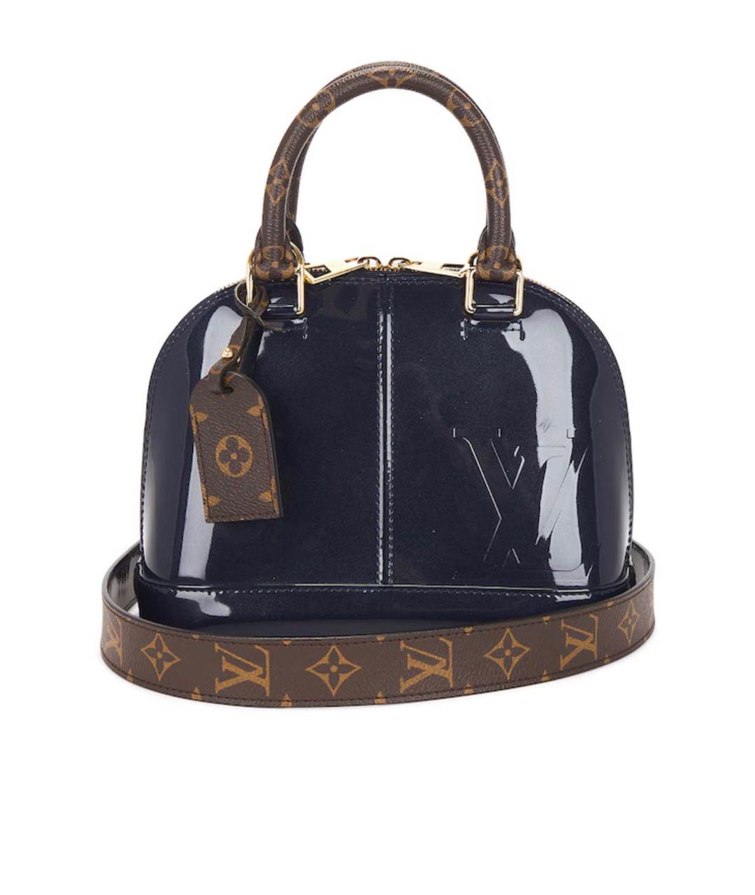 LOUIS VUITTON Темно-синяя сумка с короткими ручками из лакированной кожи, фото 9
