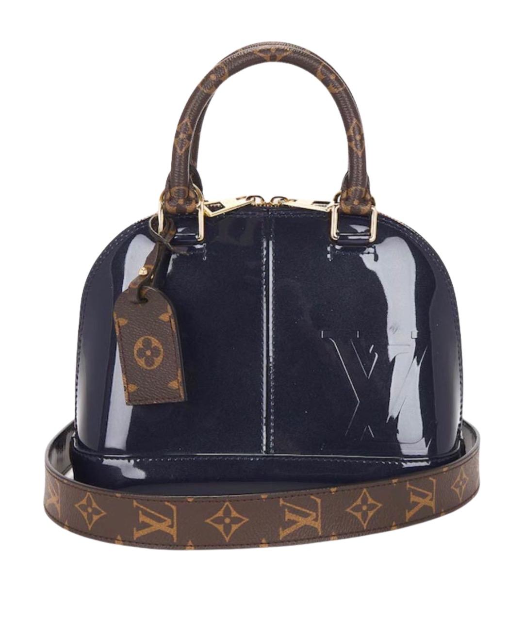 LOUIS VUITTON Темно-синяя сумка с короткими ручками из лакированной кожи, фото 1