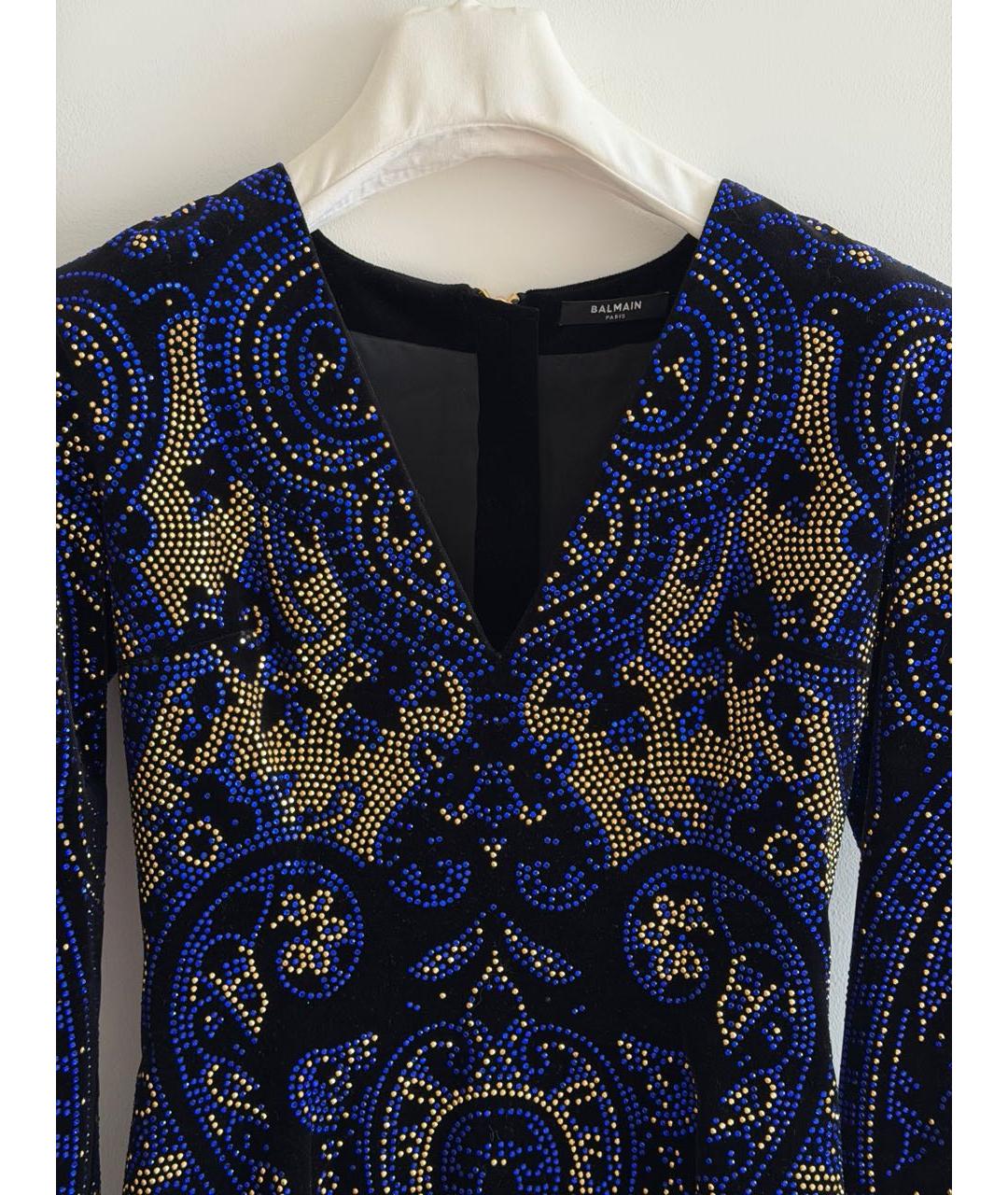 BALMAIN Темно-синее бархатное вечернее платье, фото 3