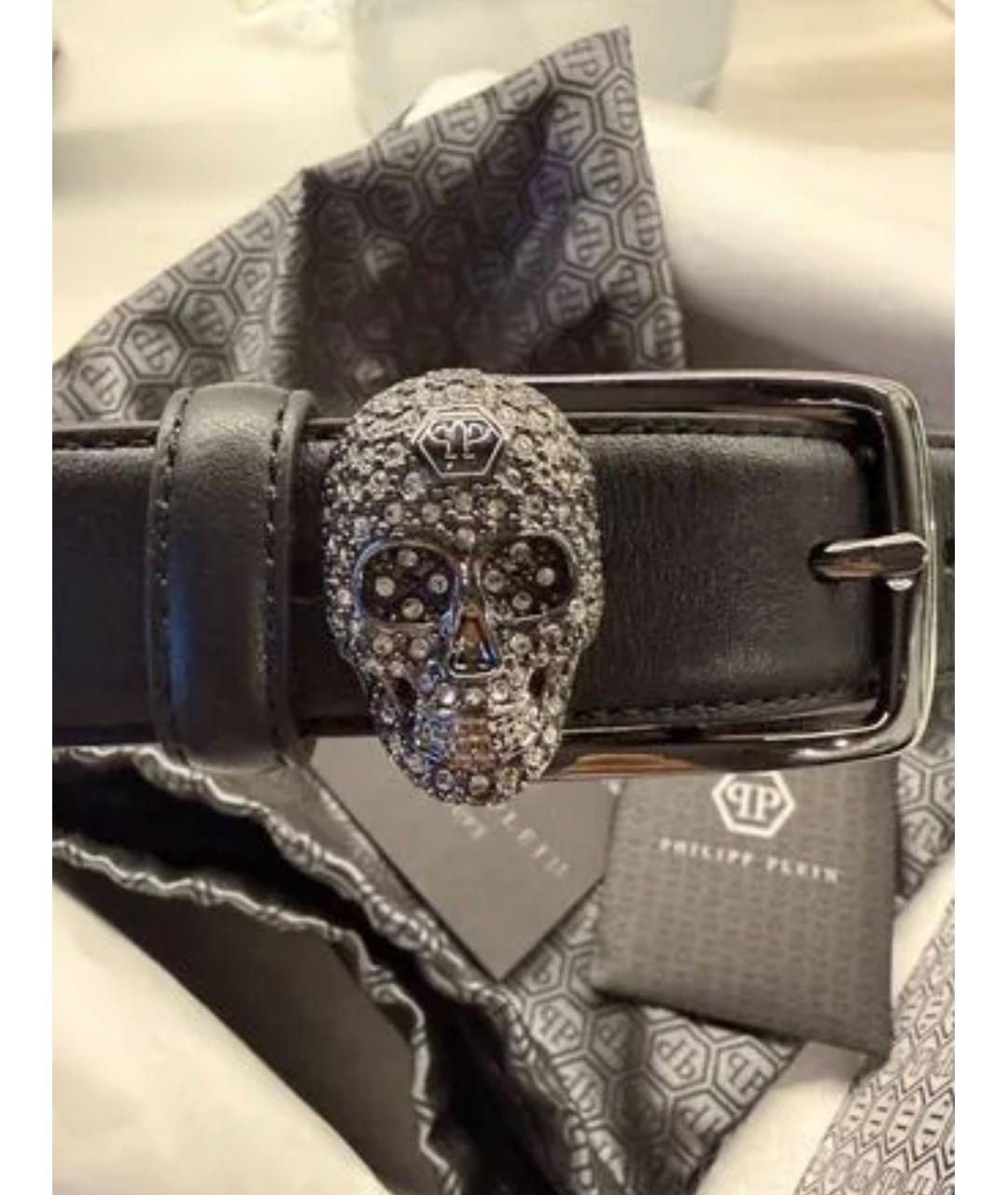 PHILIPP PLEIN Черный кожаный ремень, фото 3