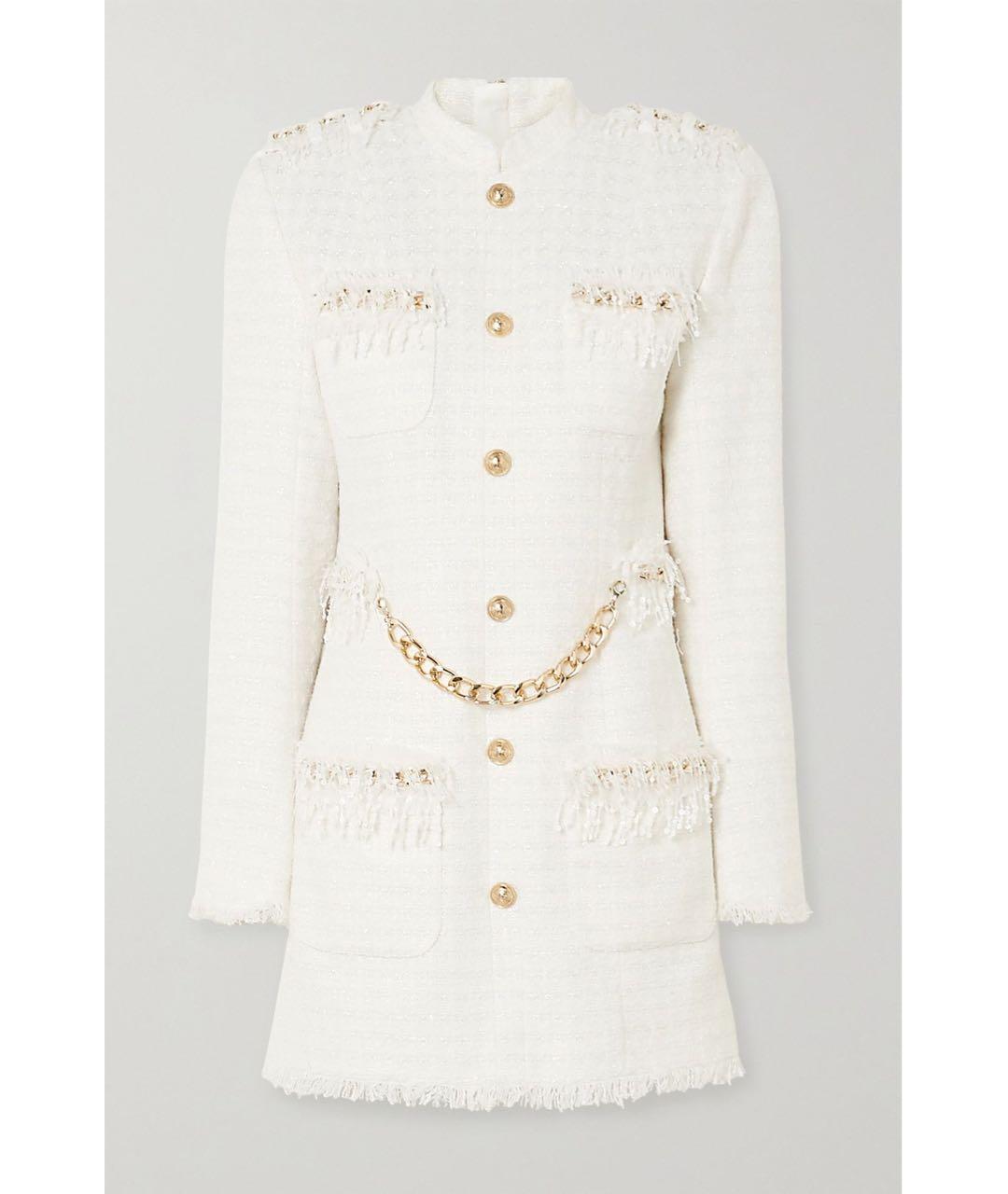 BALMAIN Белое твидовое повседневное платье, фото 6