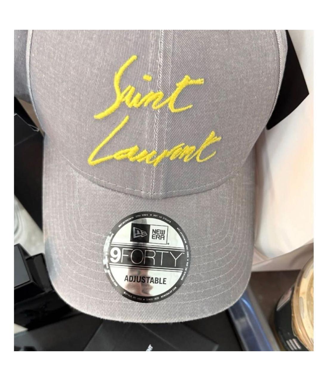 SAINT LAURENT Серая хлопковая кепка, фото 5