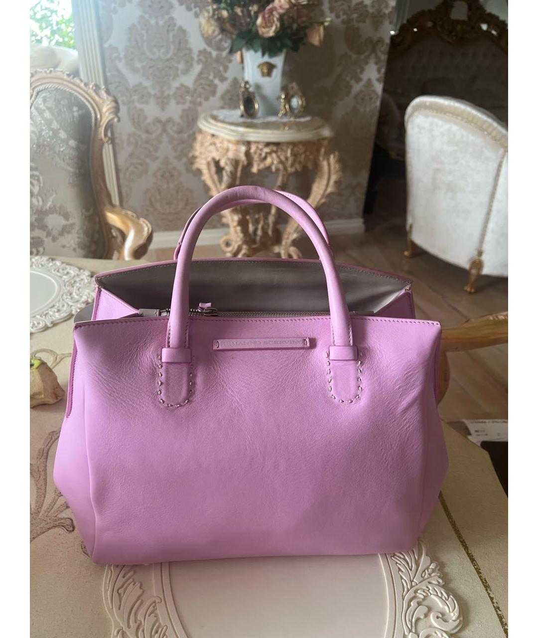 ERMANNO SCERVINO Розовая кожаная сумка с короткими ручками, фото 8