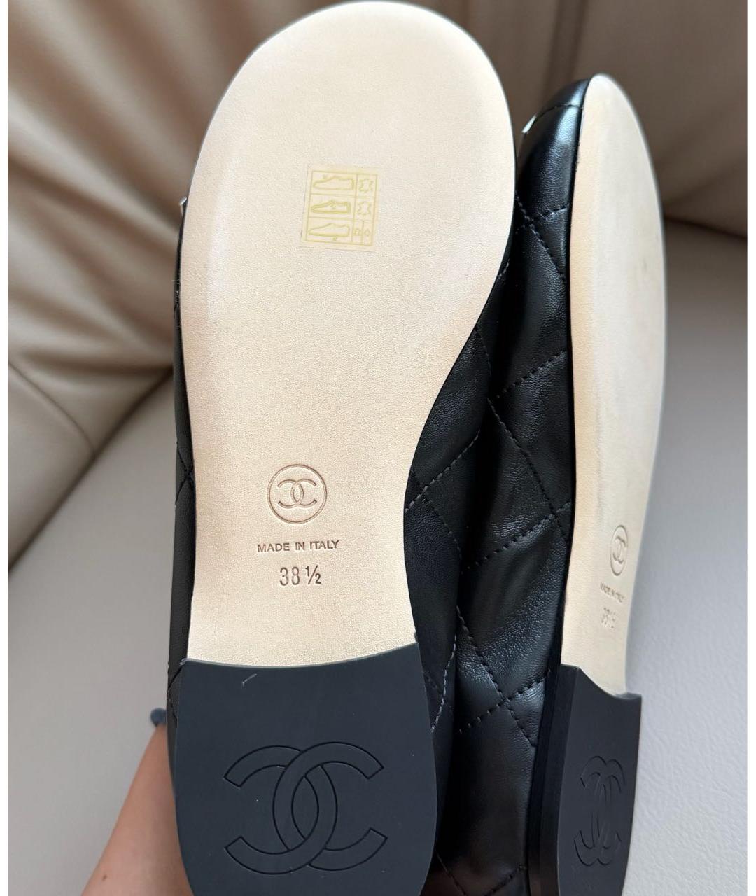 CHANEL Черные кожаные балетки, фото 6