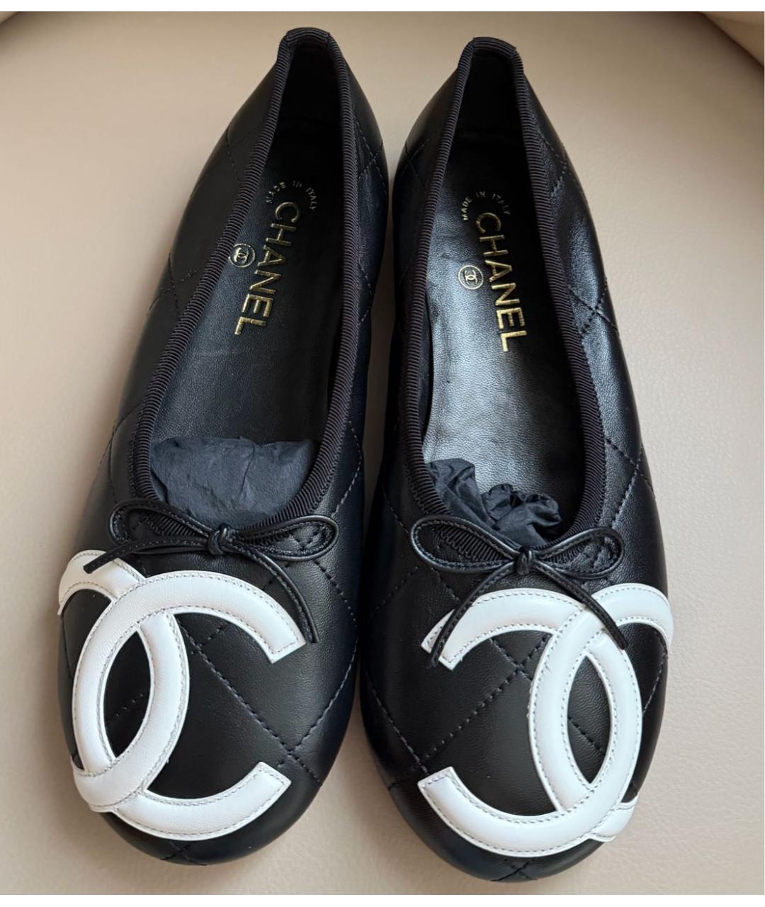 CHANEL Черные кожаные балетки, фото 2