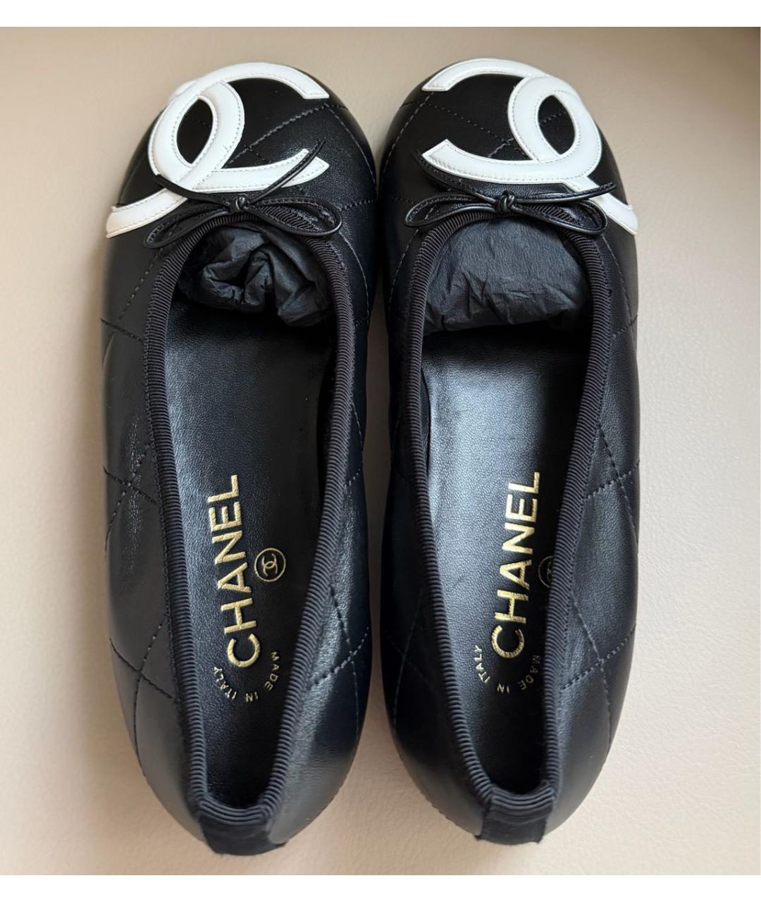 CHANEL Черные кожаные балетки, фото 3