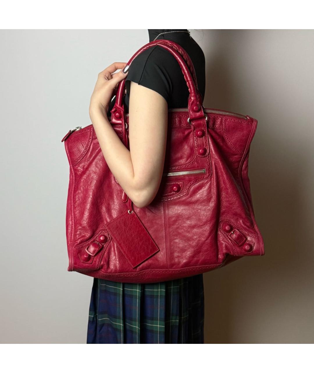 BALENCIAGA Красная кожаная сумка с короткими ручками, фото 8