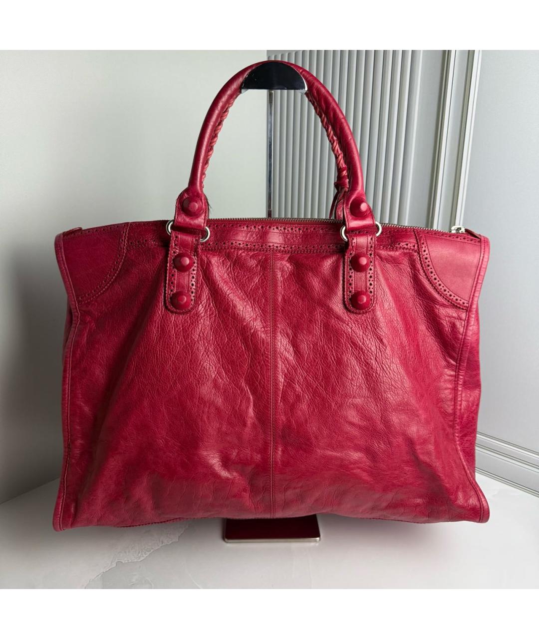 BALENCIAGA Красная кожаная сумка с короткими ручками, фото 2