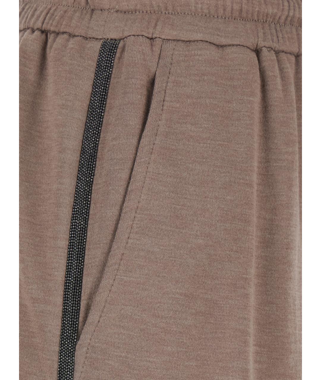BRUNELLO CUCINELLI Коричневые хлопковые брюки широкие, фото 3