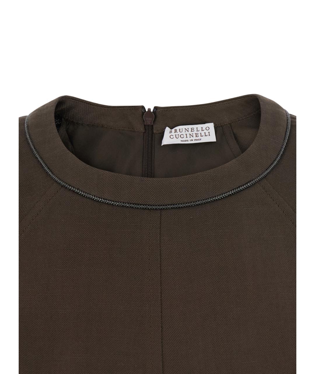 BRUNELLO CUCINELLI Коричневое вискозное повседневное платье, фото 3