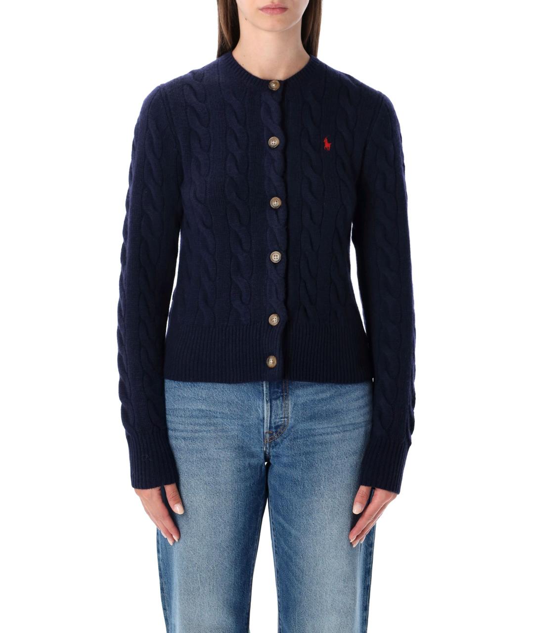 POLO RALPH LAUREN Темно-синий шерстяной кардиган, фото 1