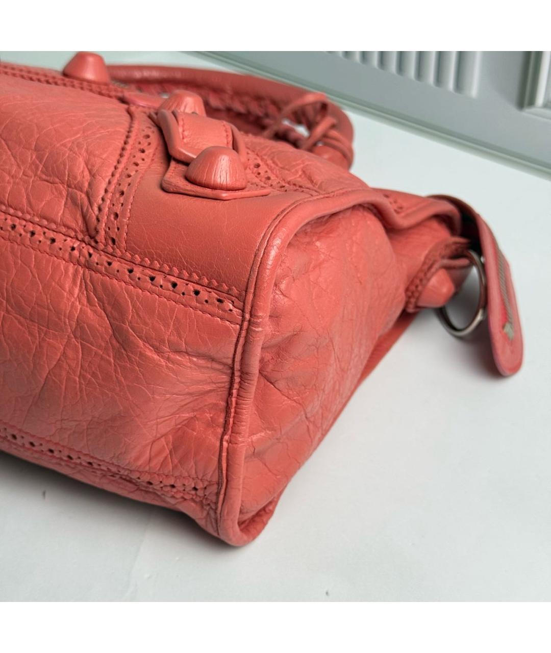 BALENCIAGA Коралловая кожаная сумка с короткими ручками, фото 6