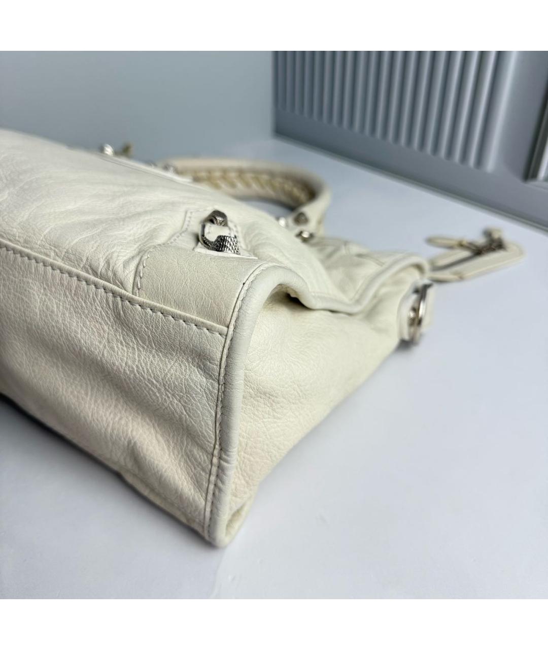 BALENCIAGA Белая кожаная сумка с короткими ручками, фото 6