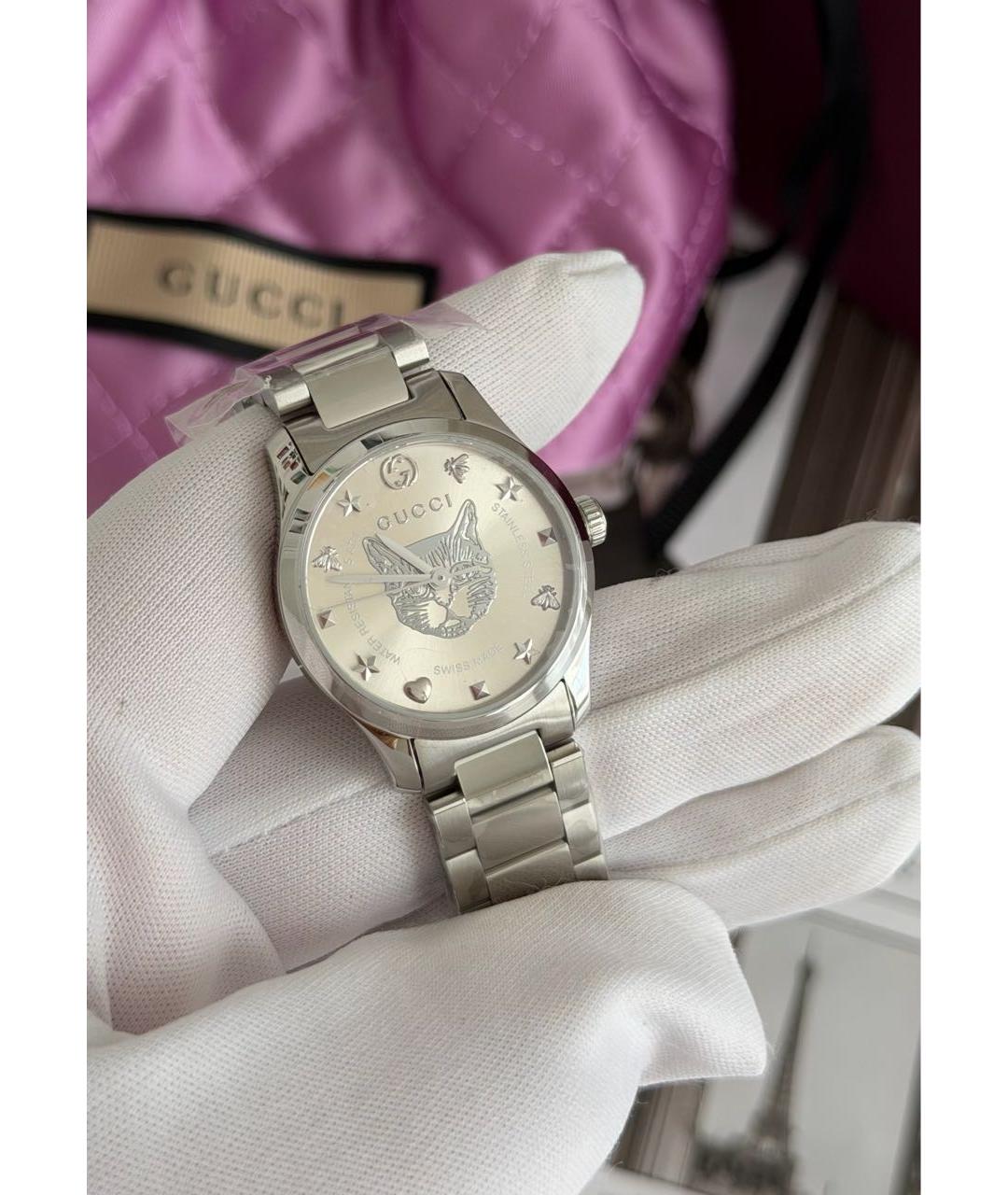 GUCCI Серебряные стальные часы, фото 4