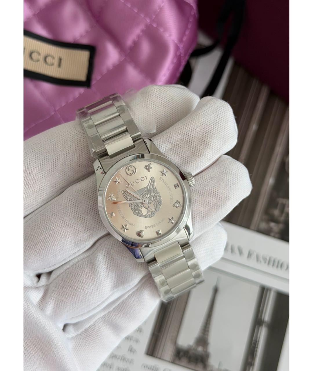 GUCCI Серебряные стальные часы, фото 2