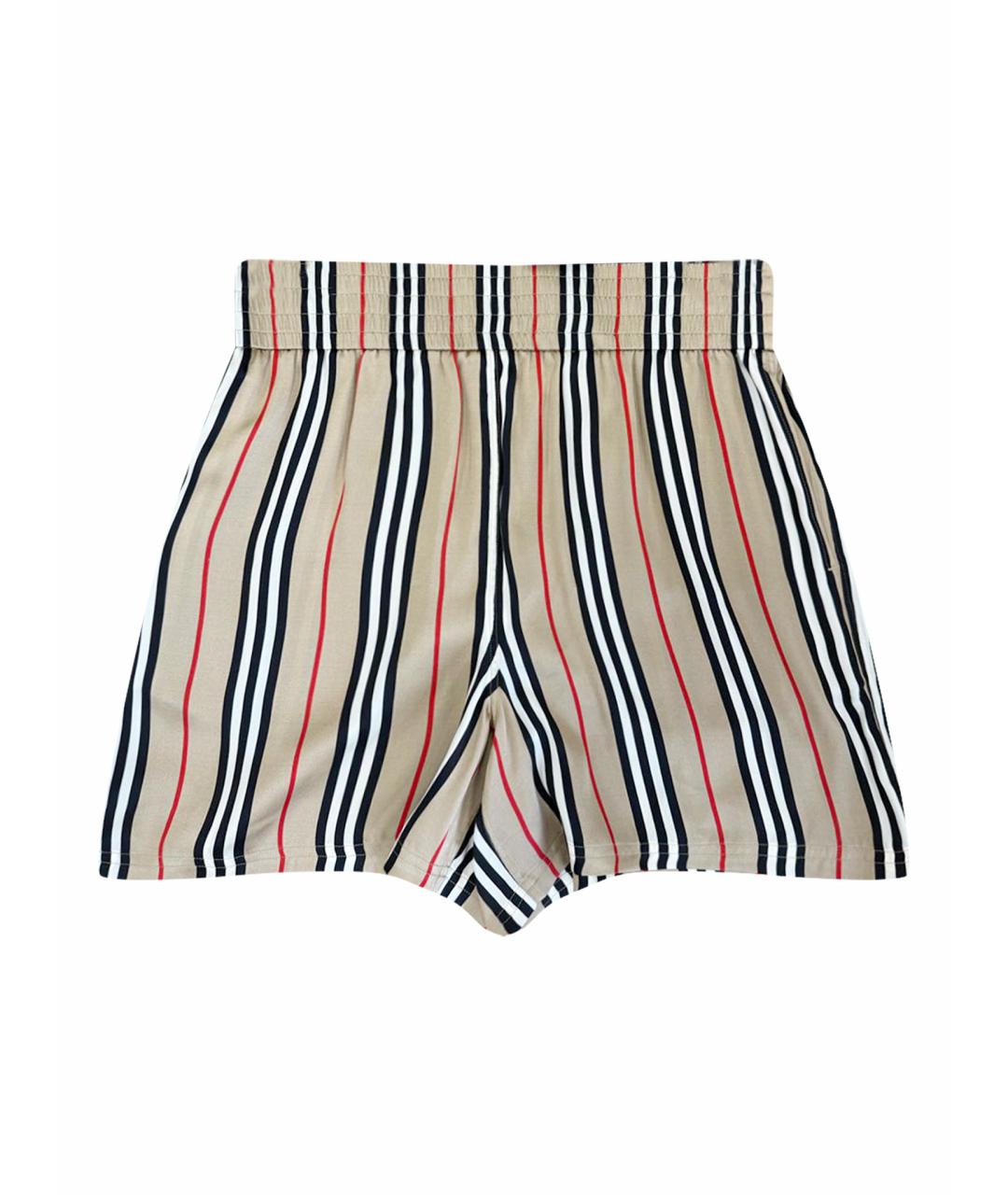 BURBERRY Золотые шелковые шорты, фото 1