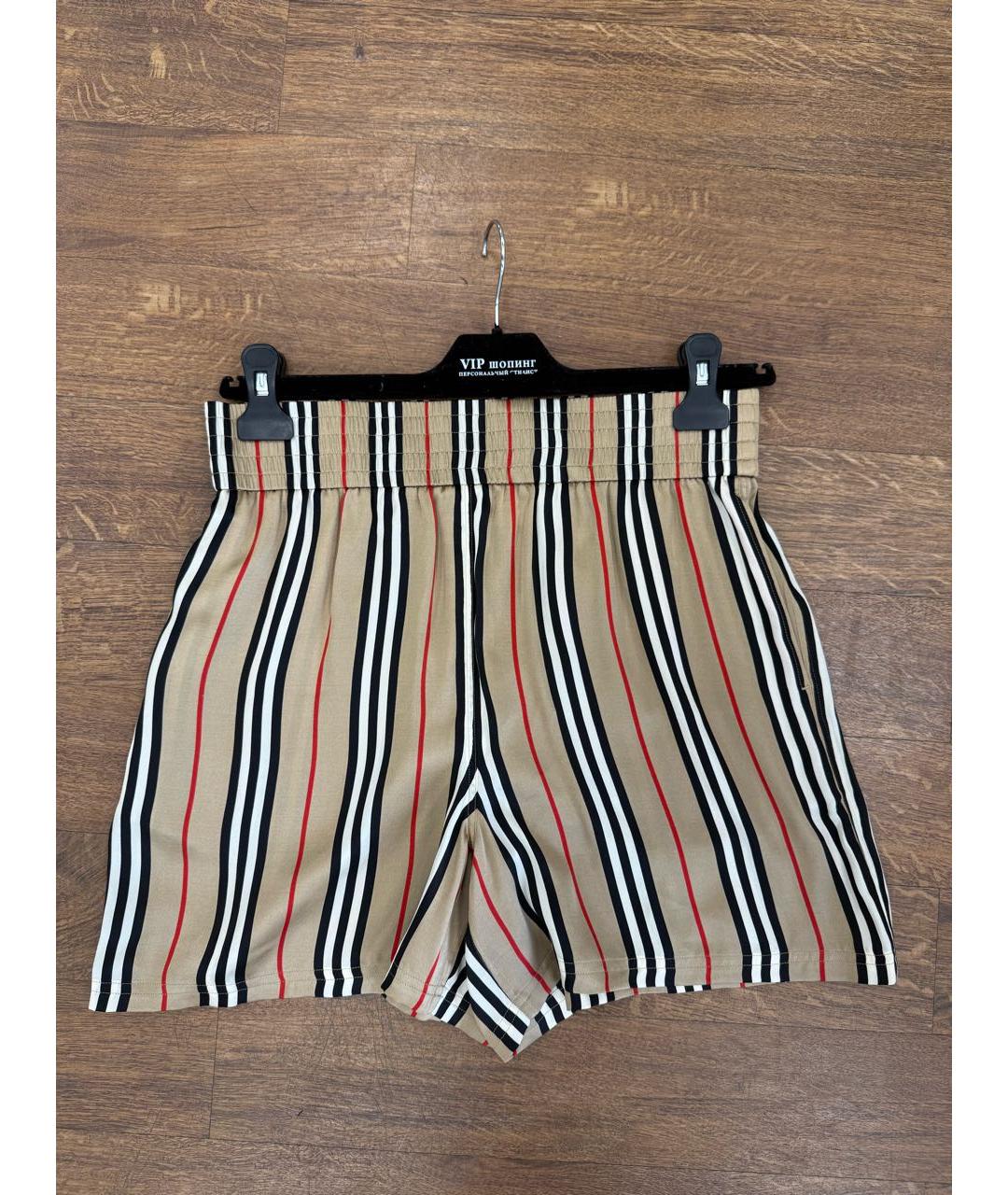 BURBERRY Золотые шелковые шорты, фото 5
