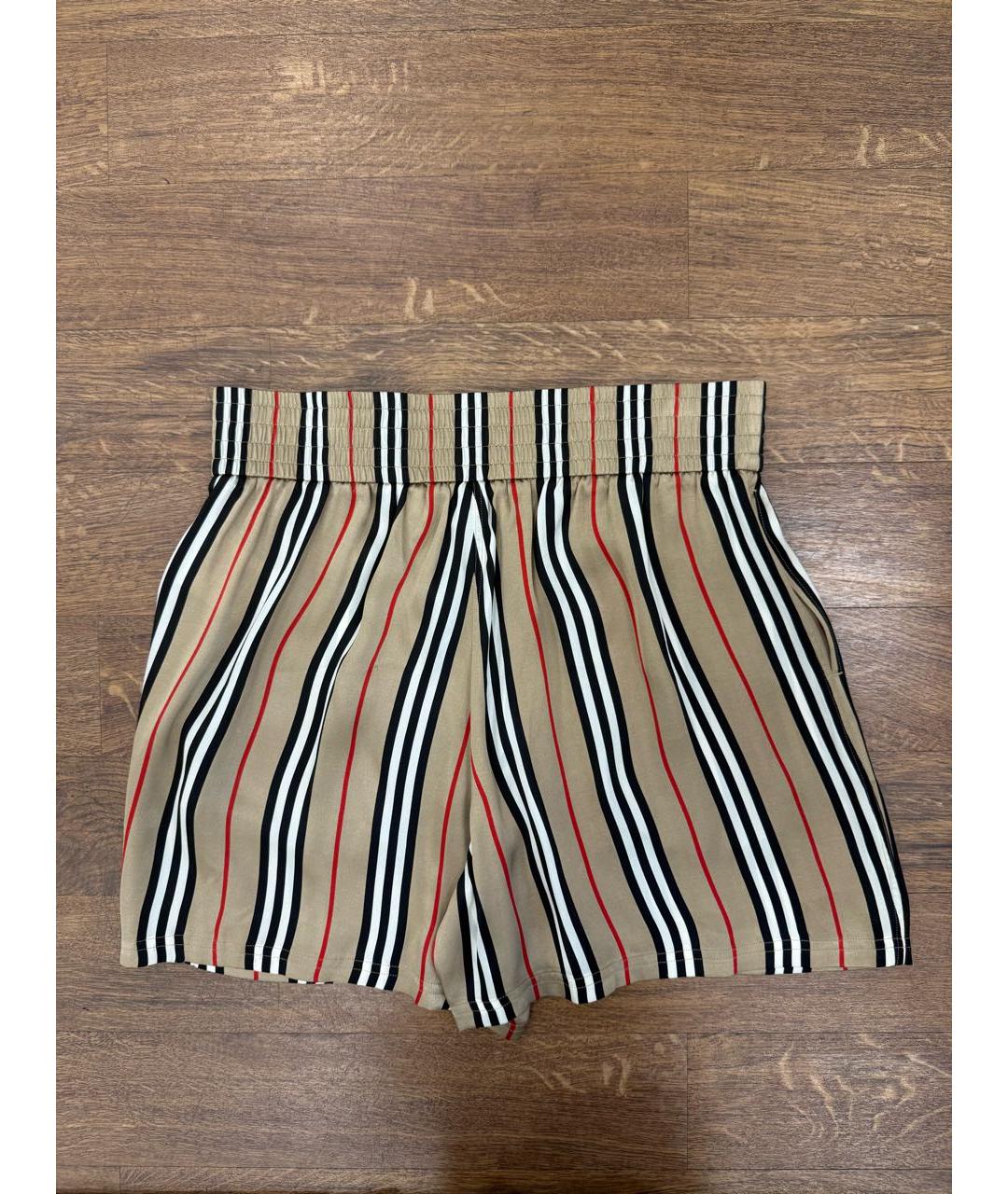BURBERRY Золотые шелковые шорты, фото 2