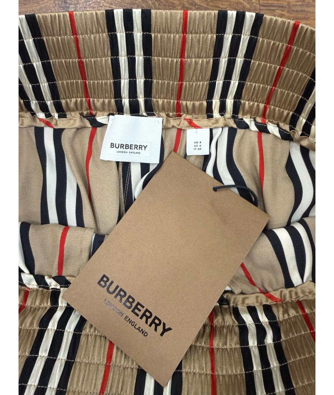 BURBERRY Золотые шелковые шорты, фото 3