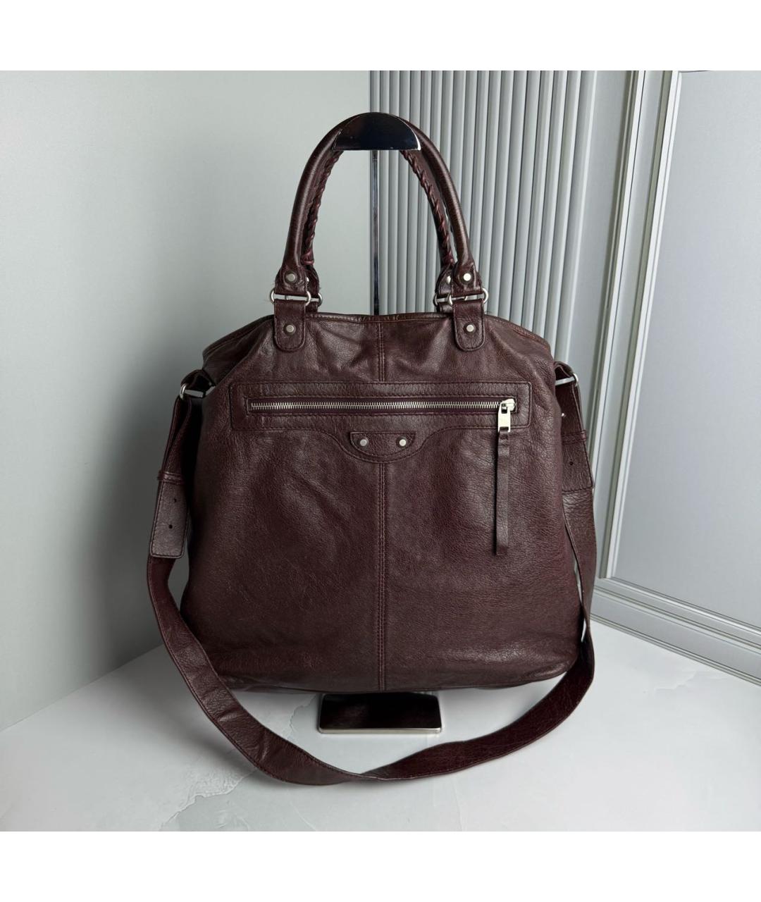 BALENCIAGA Коричневая кожаная сумка тоут, фото 9