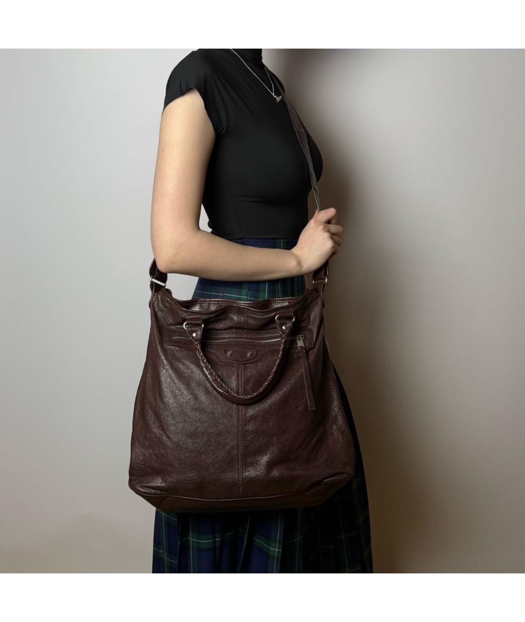 BALENCIAGA Коричневая кожаная сумка тоут, фото 8