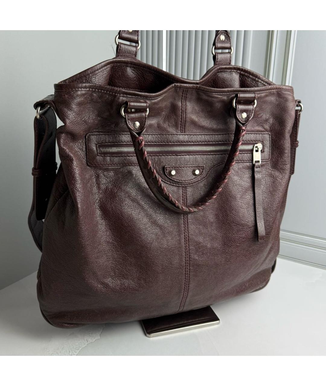 BALENCIAGA Коричневая кожаная сумка тоут, фото 3